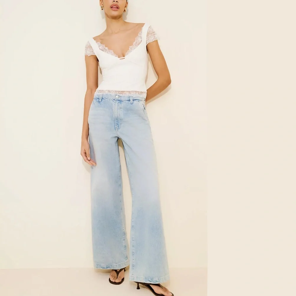 AG Stella Wide Leg Jeans  Trouser sz 32 Light Wash - Picture 2 of 10